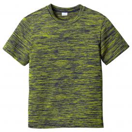 Sport-Tek YST390 Youth PosiCharge Electric Heather Tee - Lime Shock/True Navy Electric