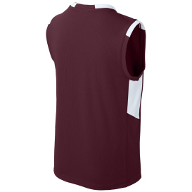 Sport-Tek YST441 Youth Club Sleeveless V-Neck - Maroon/White