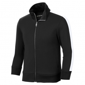 Sport-Tek YST94 Youth Full-Zip Tricot Track Jacket - Black/White