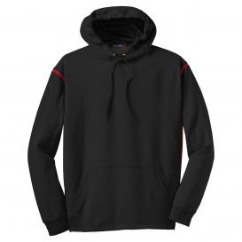 Sport-Tek F246 Tech Fleece Hooded Sweatshirt - Black/True Red