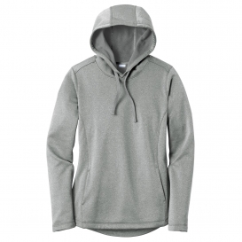 Sport-Tek LST264 Ladies PosiCharge Sport-Wick Heather Fleece Hooded Pullover - Dark Silver Heather
