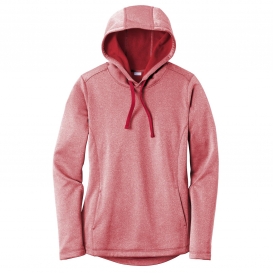 Sport-Tek LST264 Ladies PosiCharge Sport-Wick Heather Fleece Hooded Pullover - Deep Red Heather