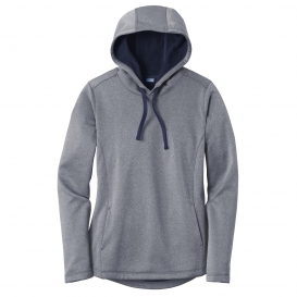 Sport-Tek LST264 Ladies PosiCharge Sport-Wick Heather Fleece Hooded Pullover - True Navy Heather