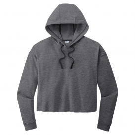 Sport-Tek LST298 Ladies PosiCharge Tri-Blend Wicking Fleece Crop Hooded Pullover - Dark Grey Heather