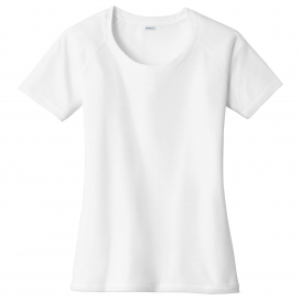 Sport-Tek LST400 Ladies PosiCharge Tri-Blend Wicking Raglan Tee - White