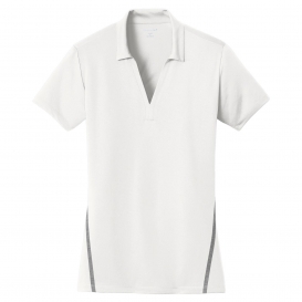 Sport-Tek LST620 Ladies Contrast PosiCharge Tough Polo - White/Heather Grey