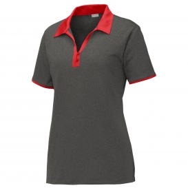 Sport-Tek LST667 Ladies Heather Contender Contrast Polo - Graphite Heather/True Red