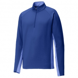 Sport-Tek ST854 Sport-Wick Stretch Contrast 1/2-Zip Pullover - True Royal/True Royal Heather