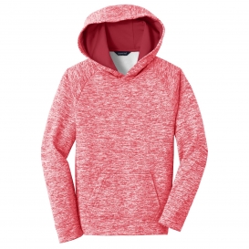 Sport-Tek YST225 Youth PosiCharge Electric Heather Fleece Hooded Pullover - Deep Red Electric