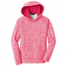 Sport-Tek YST225 Youth PosiCharge Electric Heather Fleece Hooded Pullover - Power Pink Electric