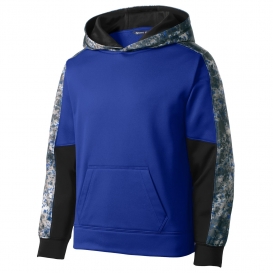 Sport-Tek YST231 Youth Sport-Wick Mineral Freeze Fleece Colorblock Hooded Pullover - True Royal/True Toyal