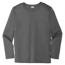 Sport-Tek YST420LS Youth Posi-UV Pro Long Sleeve Tee - Dark Smoke Grey