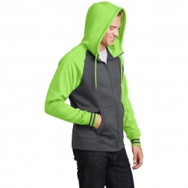 Sport-Tek ST236 Sport-Wick Varsity Fleece Full-Zip Hooded Jacket - Dark Smoke Grey/Lime Shock