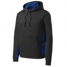 Sport-Tek ST239 Sport-Wick CamoHex Fleece Colorblock Hooded Pullover - Black/True Royal
