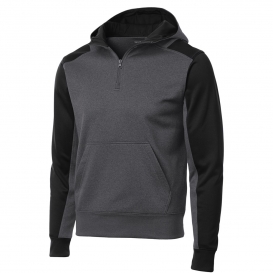 Sport-Tek ST249 Colorblock Tech Fleece 1/4-Zip Hooded Sweatshirt - Graphite Heather/Black