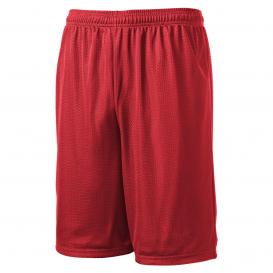Sport-Tek ST515 Long PosiCharge Classic Mesh Shorts - True Red