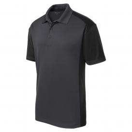 Sport-Tek ST652 Colorblock Micropique Sport-Wick Polo - Iron Grey/Black ...