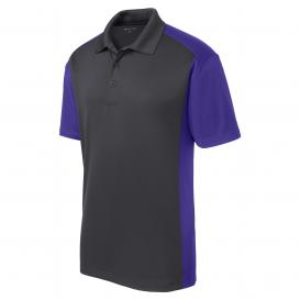 Sport-Tek ST652 Colorblock Micropique Sport-Wick Polo - Iron Grey/Purple