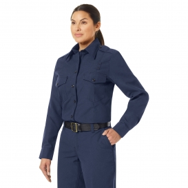 Workrite Fire Service FSC1 Women\'s Classic Long Sleeve Fire Chief Shirt with Badge Tabs - Navy