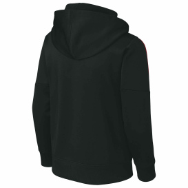 Sport-Tek YST255 Youth Sport-Wick Fleece United Pullover Hoodie - Black/Deep Red