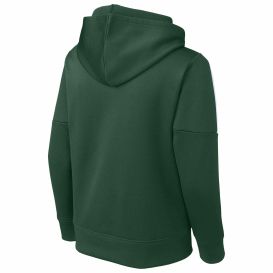 Sport-Tek YST255 Youth Sport-Wick Fleece United Pullover Hoodie - Forest Green/White