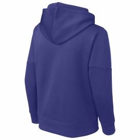 Sport-Tek YST255 Youth Sport-Wick Fleece United Pullover Hoodie - Purple/White