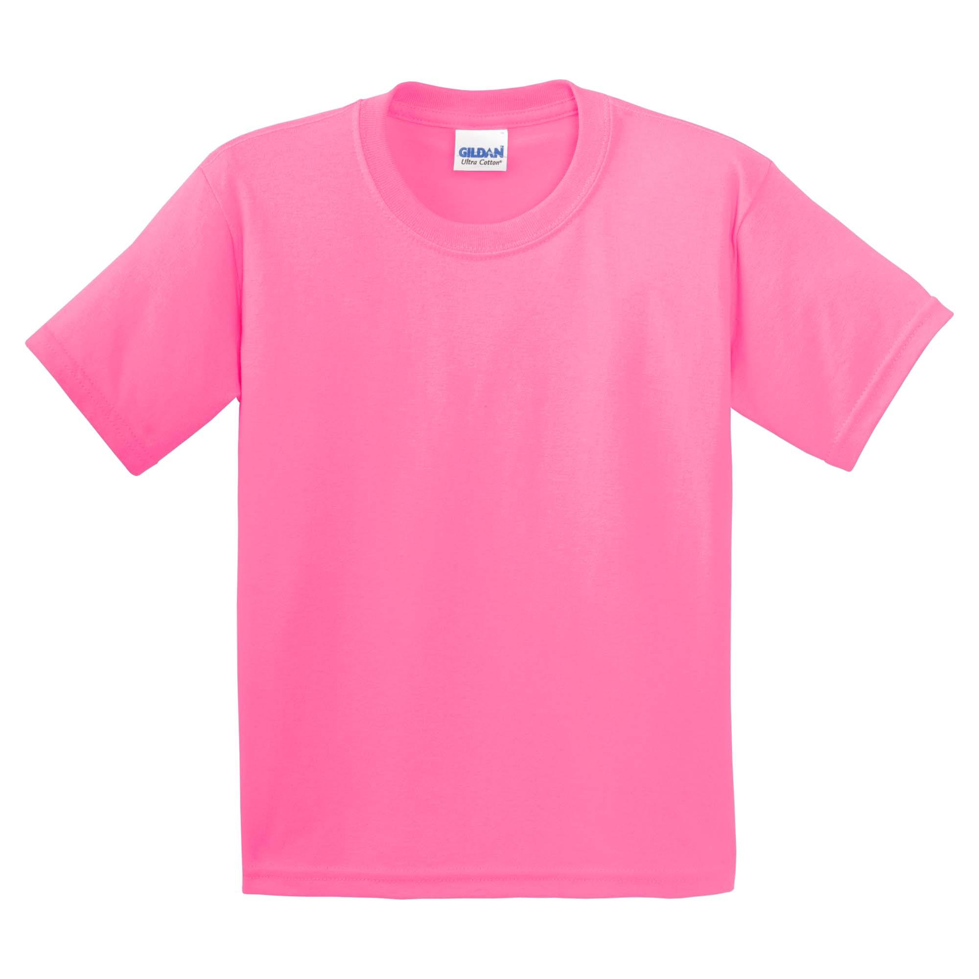Gildan 2000B Youth Ultra Cotton 100% US Cotton T-Shirt Safety Pink