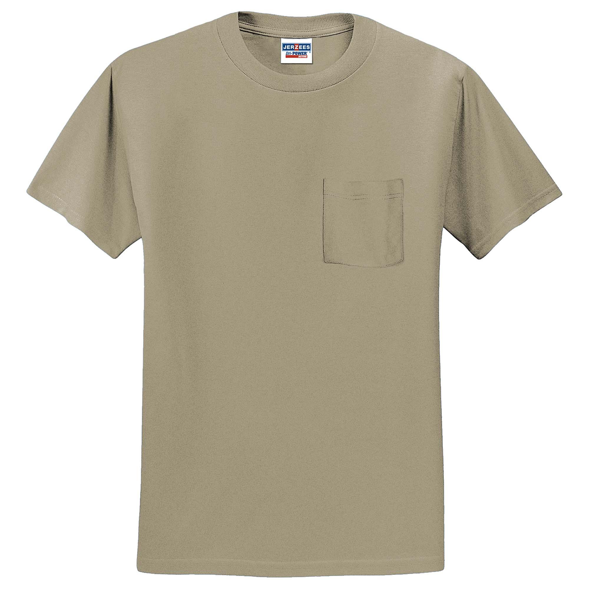 Jerzees 29MP Dri-Power 50/50 Cotton/Poly Pocket T-Shirt - Khaki | Full ...