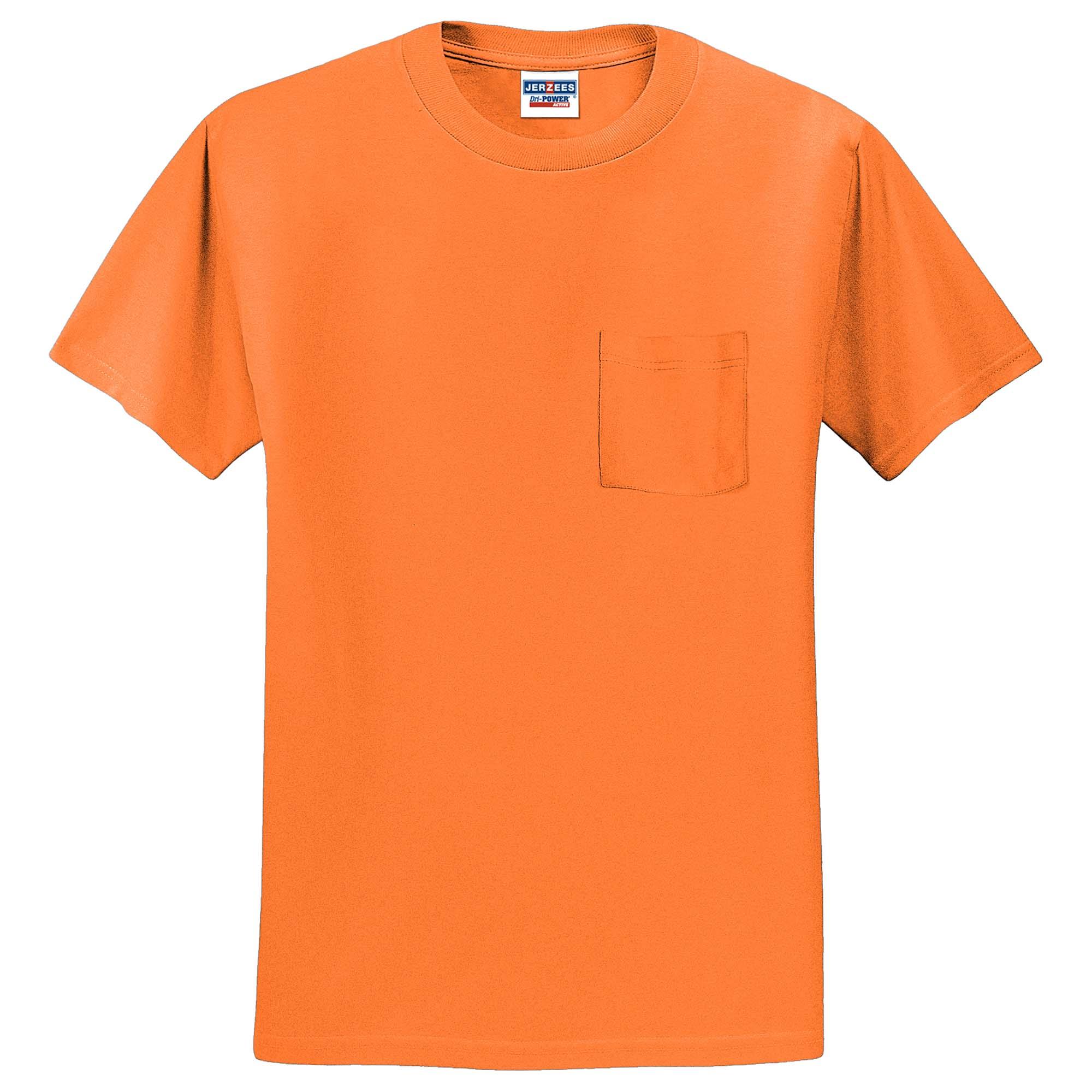 Jerzees 29MP DriPower 50/50 Cotton/Poly Pocket TShirt Safety Orange