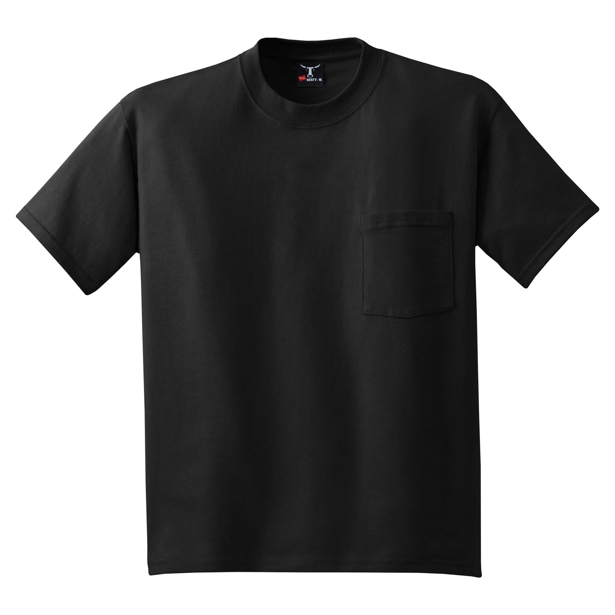 Hanes 5190 Beefy-T Cotton T-Shirt with Pocket - Black | Full Source