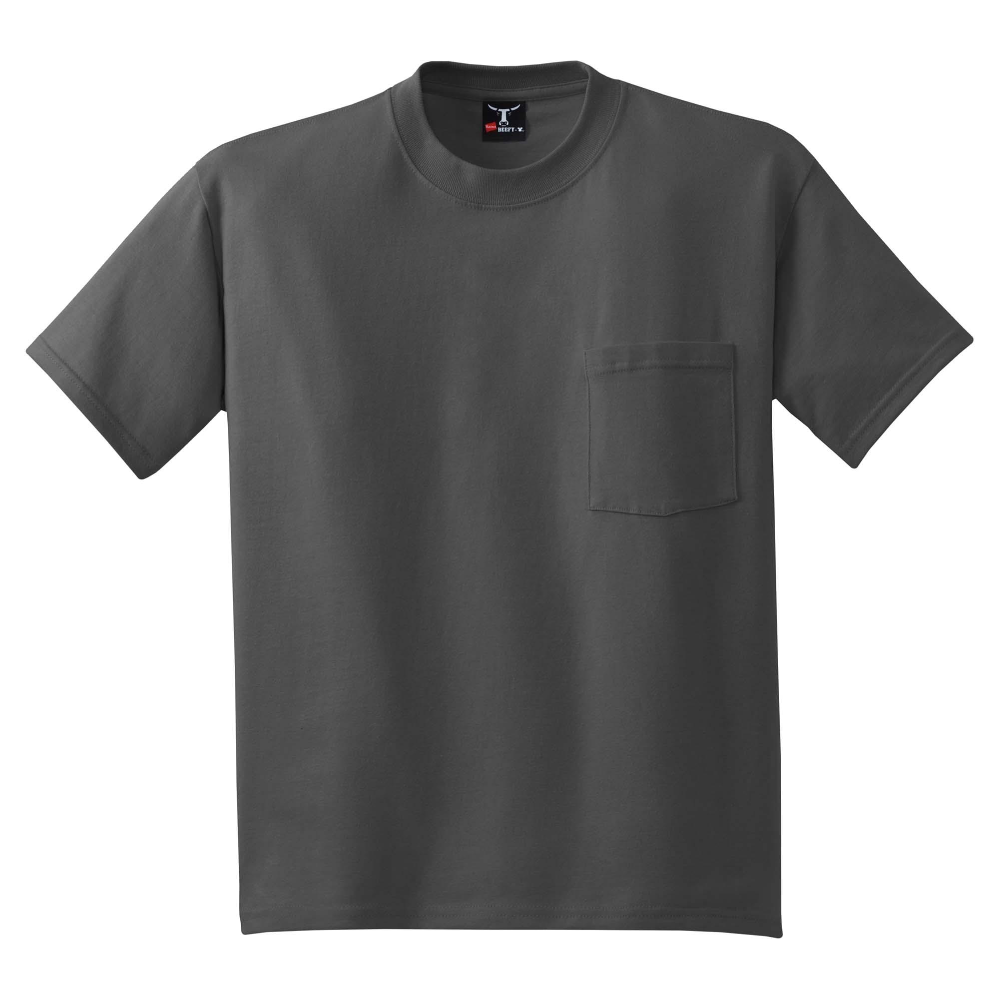 Hanes 5190 Beefy T Cotton T Shirt with Pocket Smoke Grey Full Source