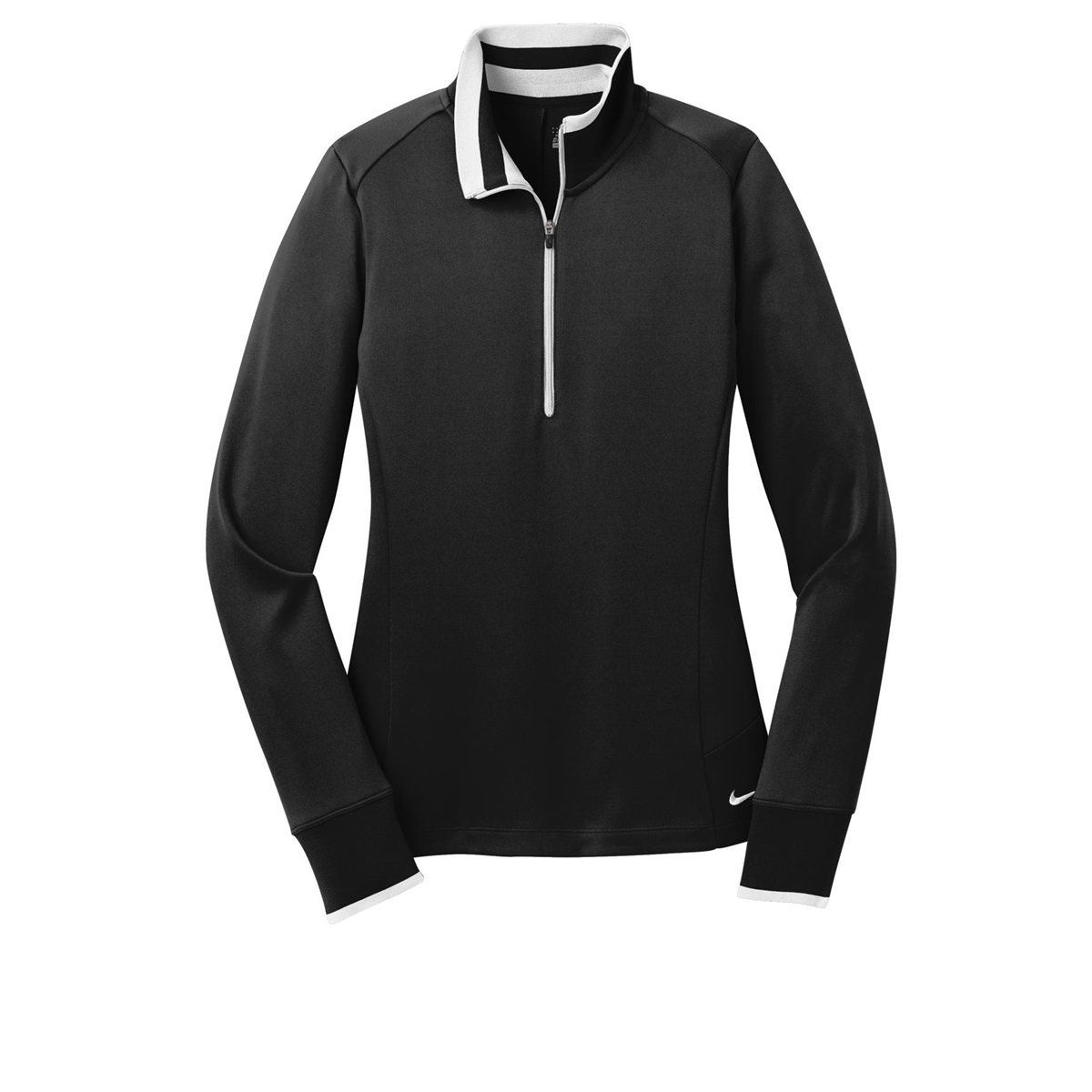 Nike 578674 Ladies Dri-FIT 1/2-Zip Cover-Up - Black/White | FullSource.com