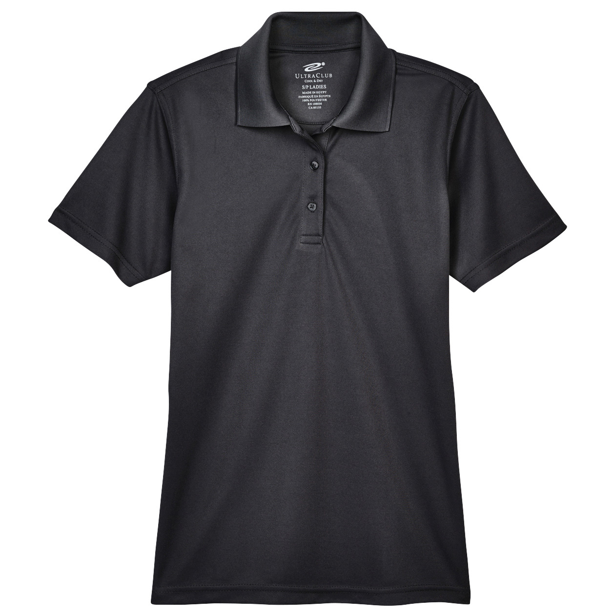 UltraClub 8210L Ladies Cool & Dry Mesh Pique Polo - Black