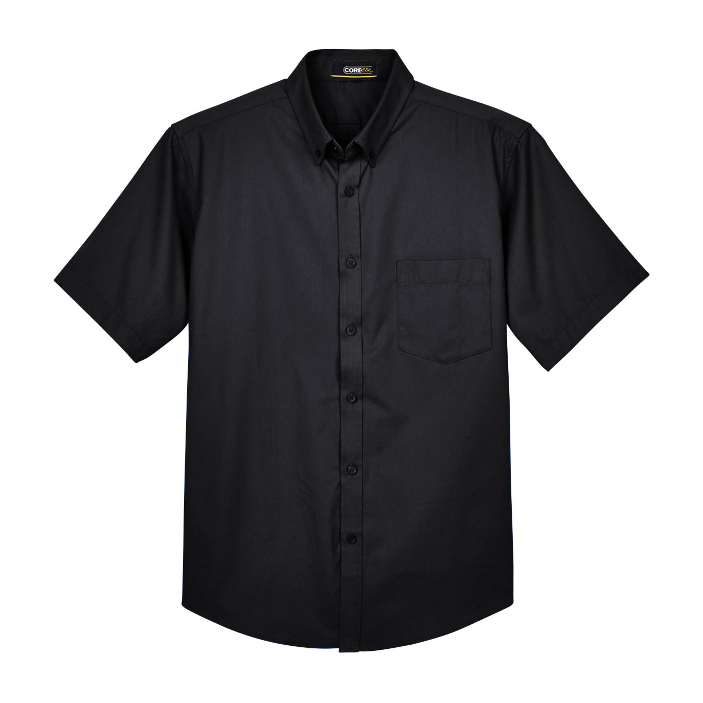 Core 365 88194 Men's Optimum Short-Sleeve Twill Shirt - Black | Full Source