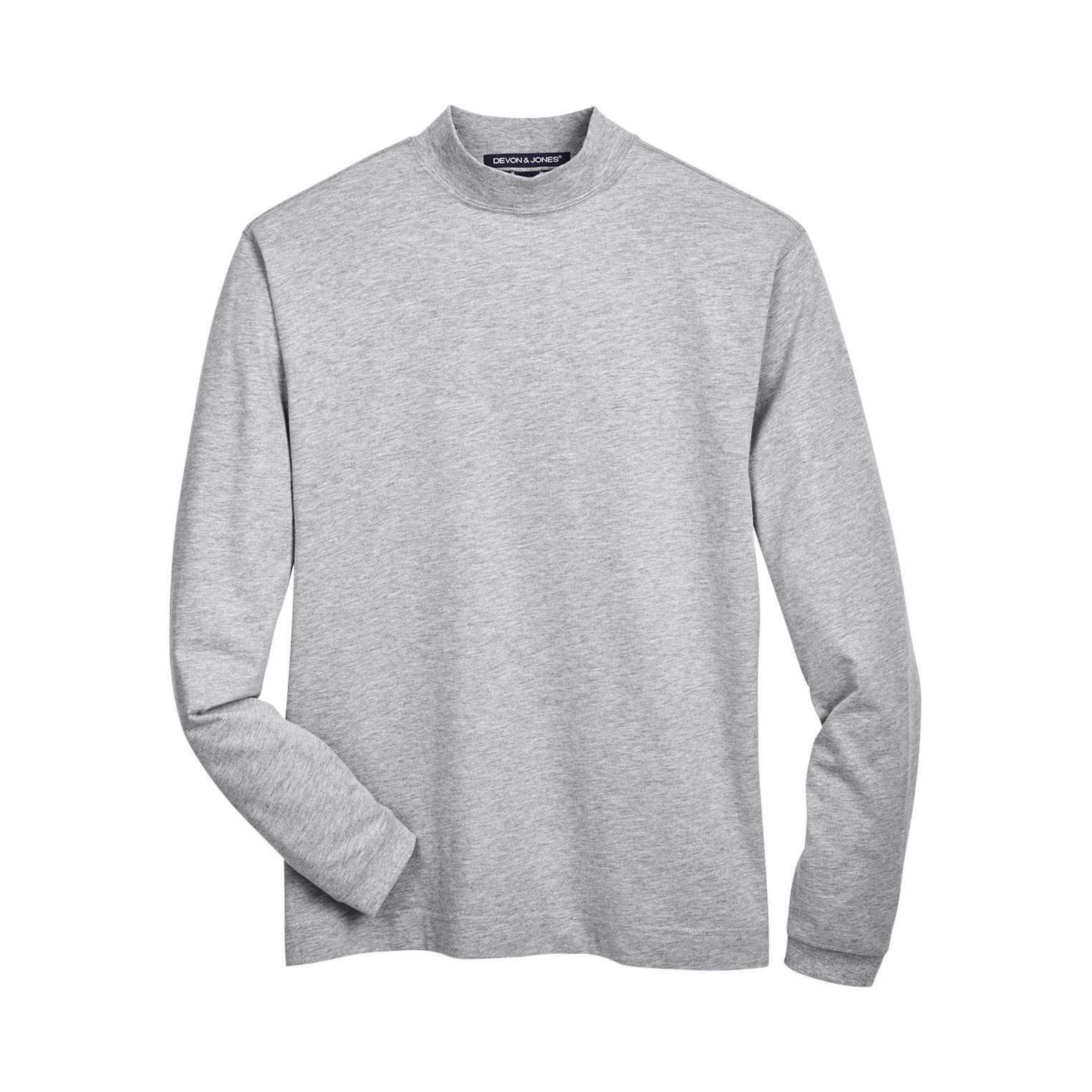 Devon Jones D420 Sueded Cotton Jersey Mock Turtleneck Grey Heather
