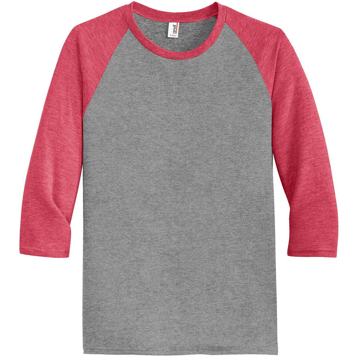red and gray raglan shirt