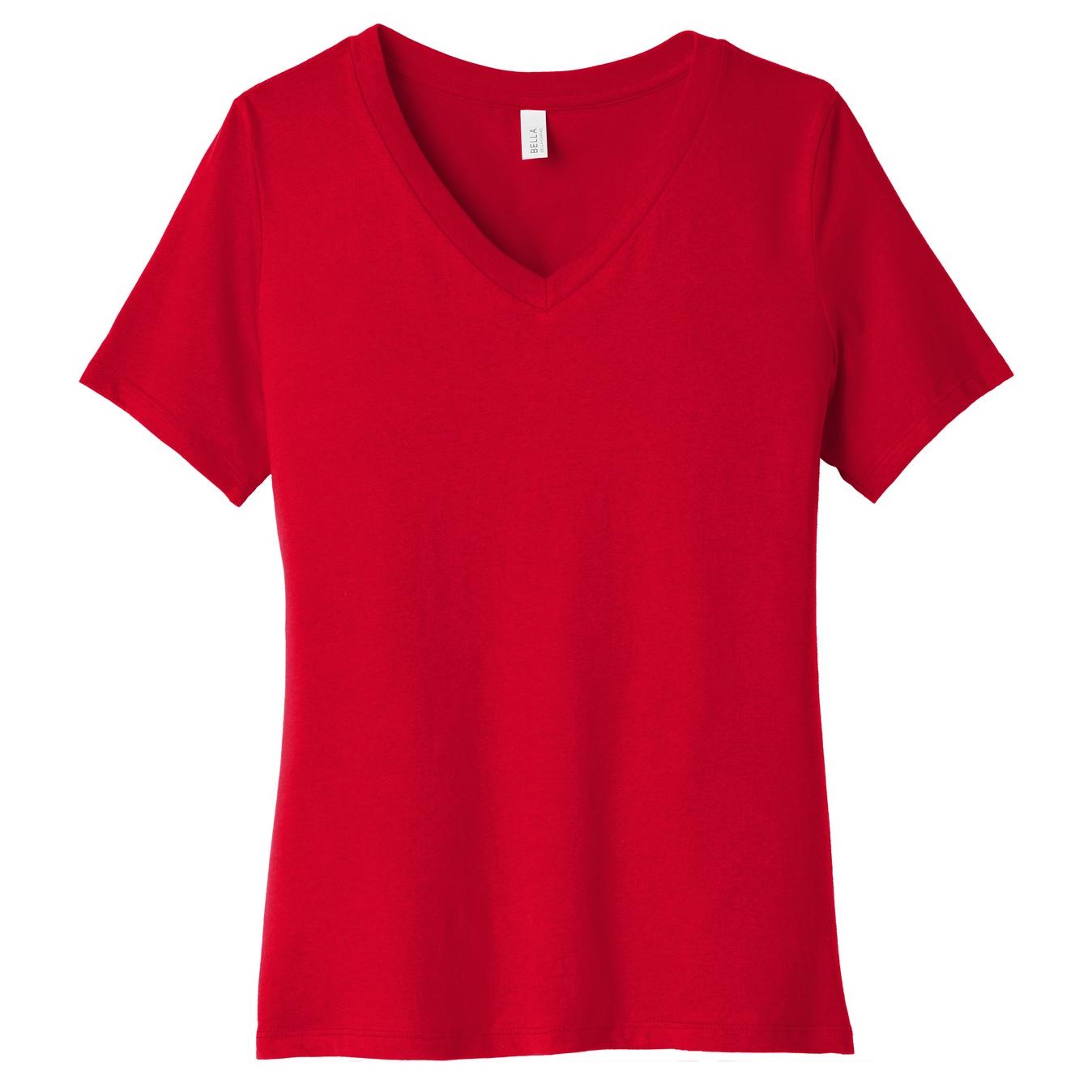 Bella + Canvas BC6405 Women's Relaxed Jersey Short Sleeve V-Neck Tee ...