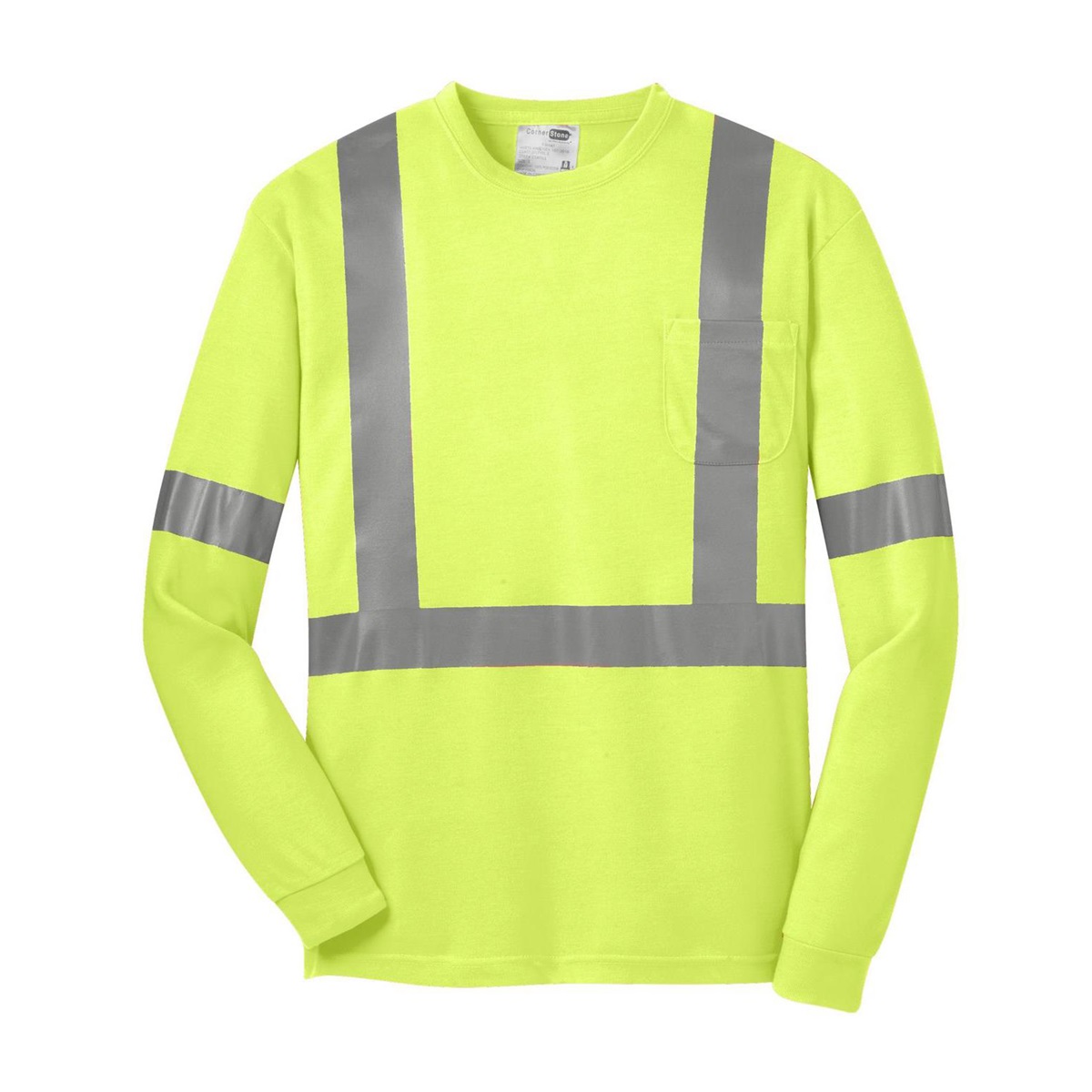 CornerStone CS401LS Class 2 Long Sleeve Safety T-Shirt - Yellow/Lime ...