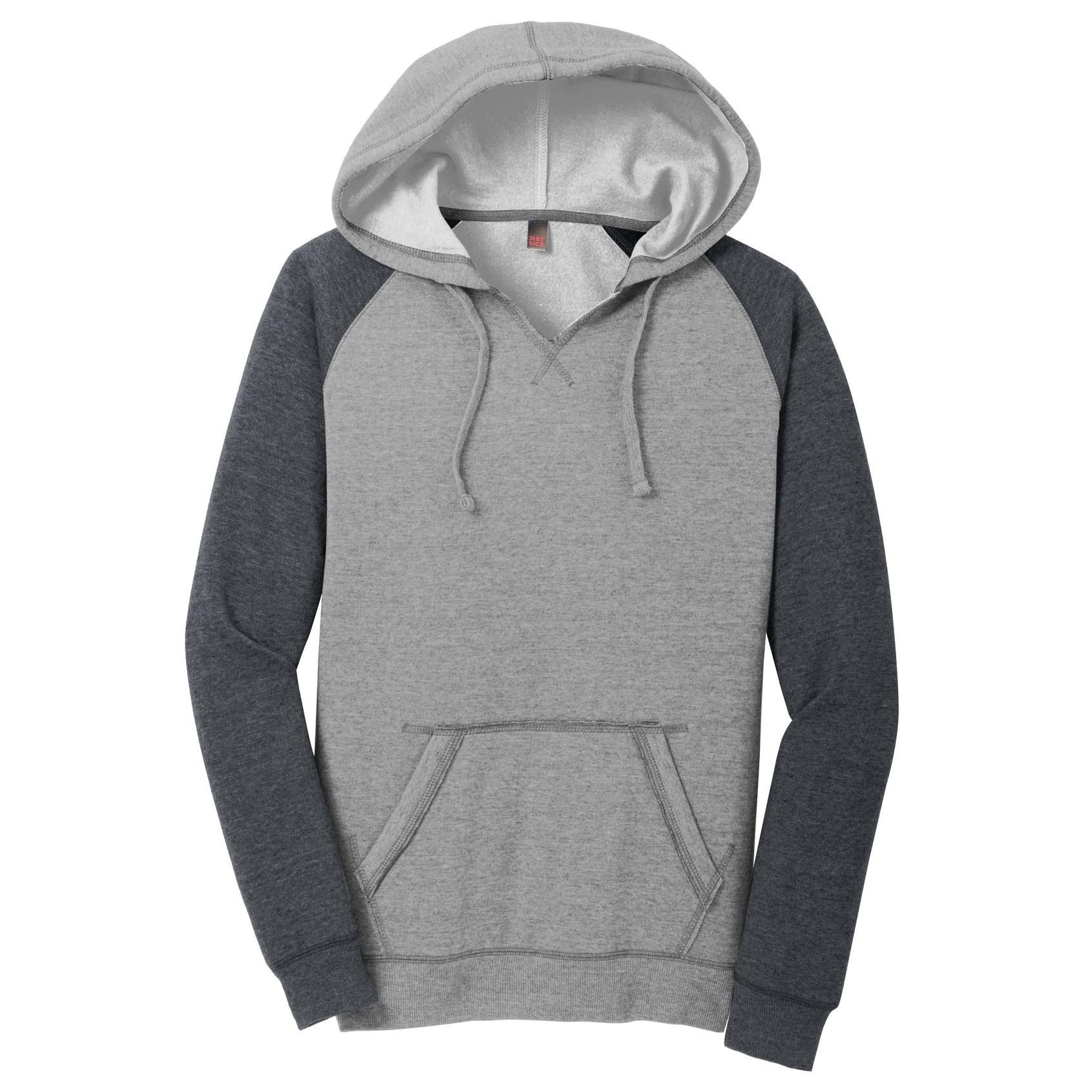 District DT296 Women's Lightweight Fleece Raglan Hoodie - Heathered ...