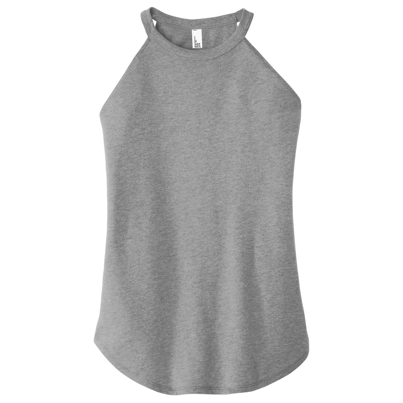 District Dt137l Womens Perfect Tri Rocker Tank Grey Frost