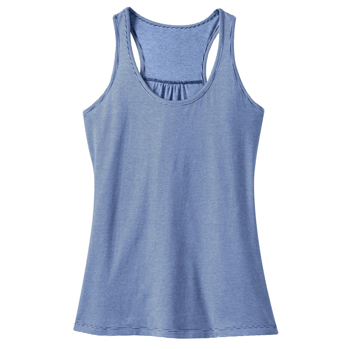 District Made DM421 Ladies Mini Stripe Gathered Racerback Tank - Lapis ...