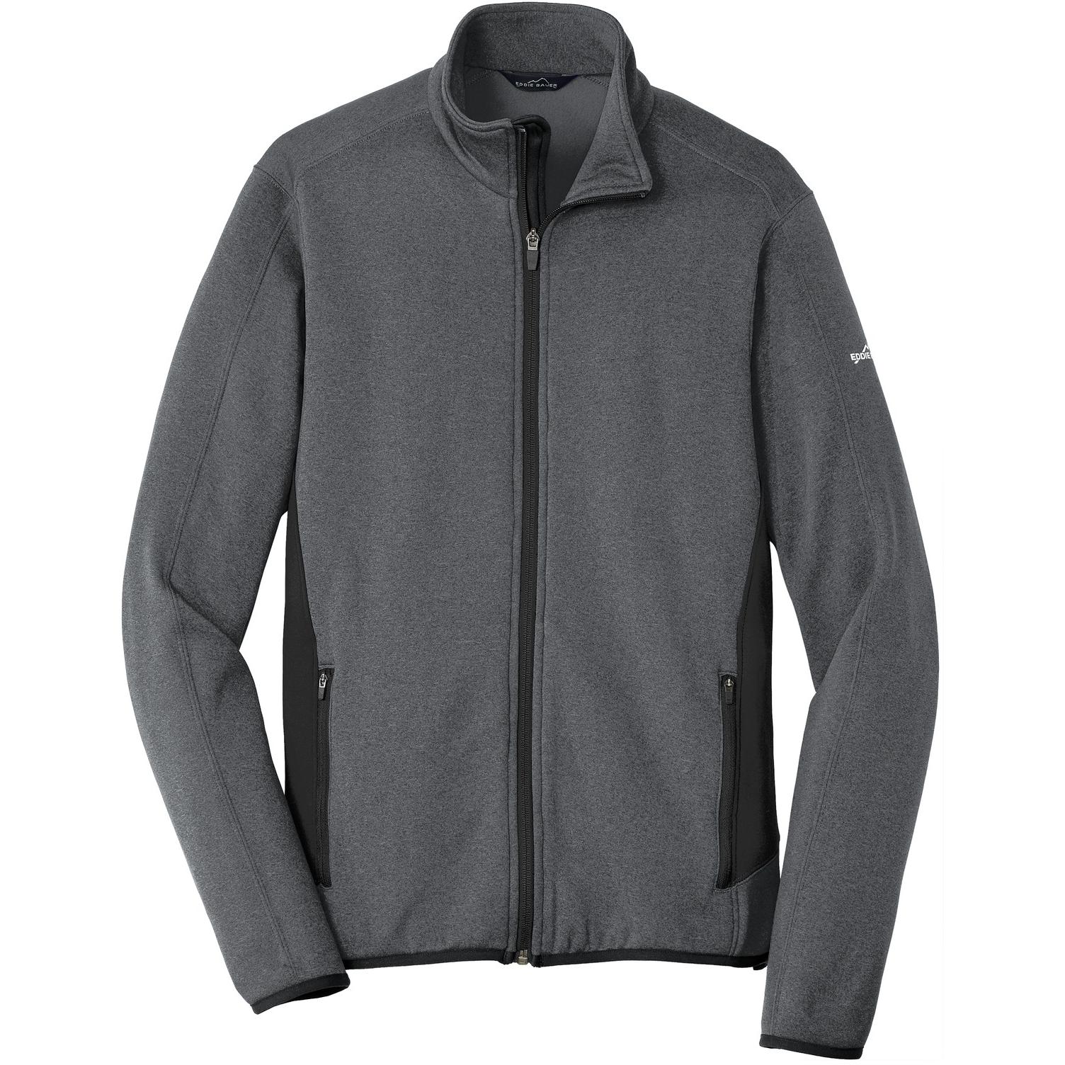 Eddie Bauer EB238 Men's Full-Zip Heather Stretch Fleece Jacket - Dark ...