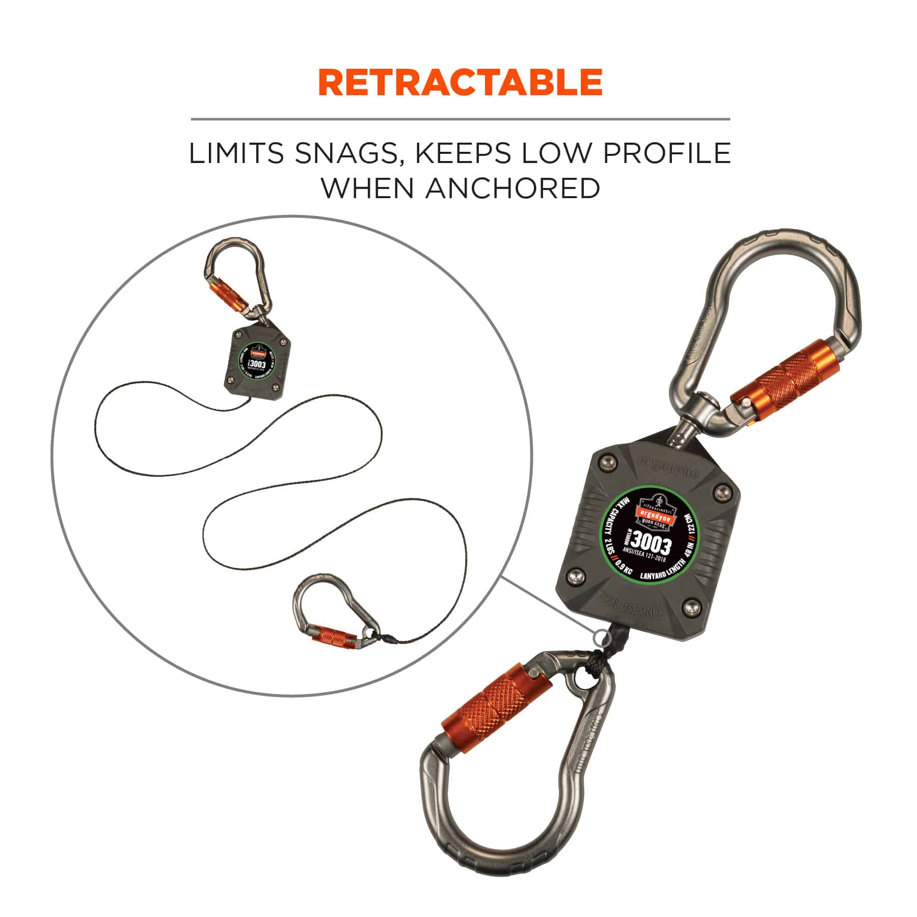 Lanyard Retractable Retractable Lanyard Fall Protection Ergodyne Squids  3003 U2013 Buyers Safety Retractable Tool Lanyard Retractable Straps