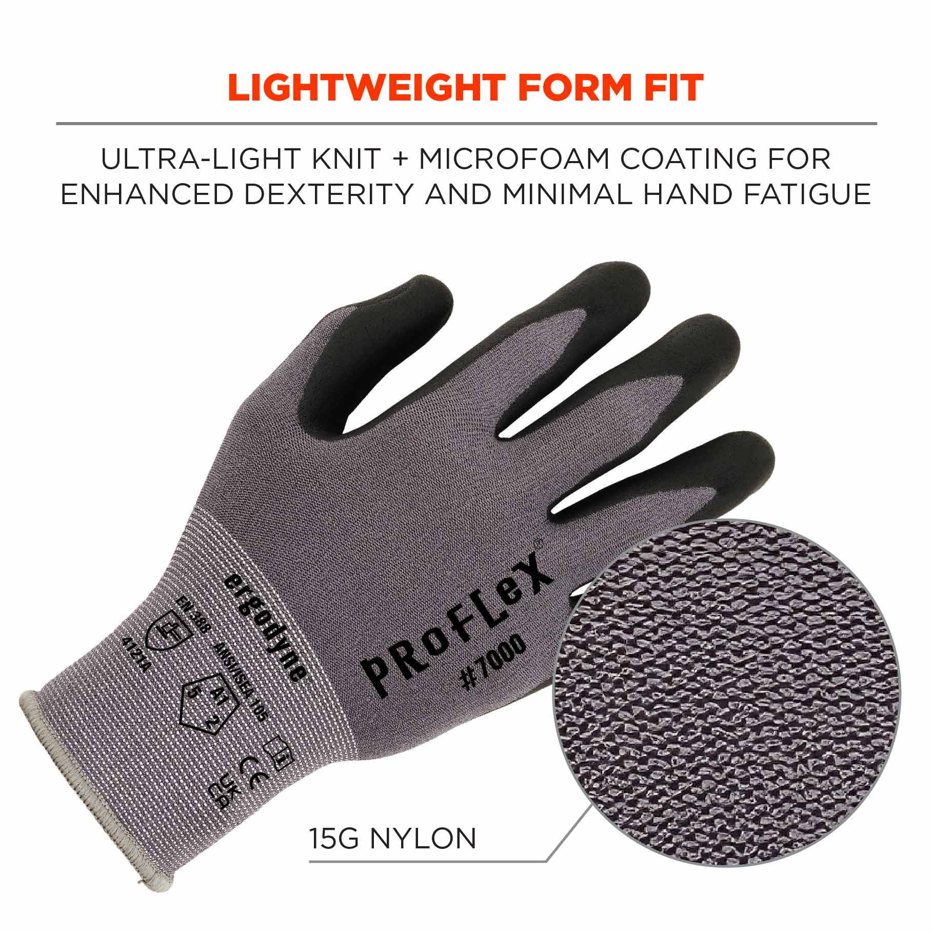 Micro-Foam Nitrile Palm, TPR Back, 15g Nylon S