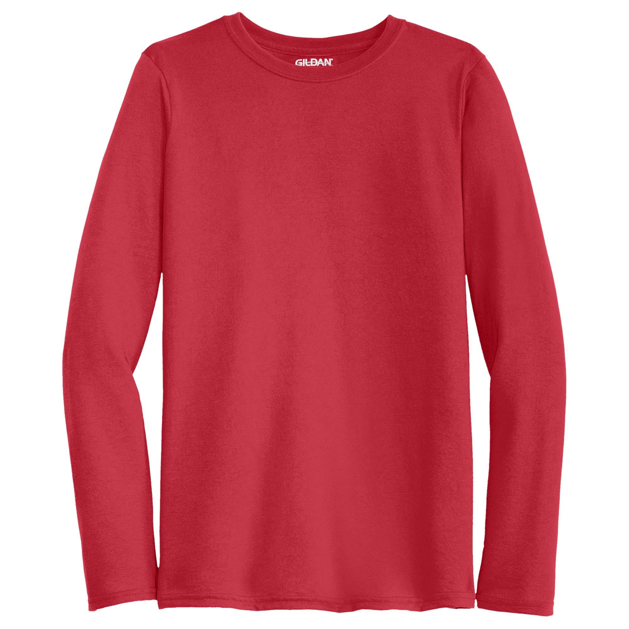 Gildan Men's Ultra Cotton Long Sleeve T-Shirts - Multi-Pack, X-Large, Red/Black/Sportsgrey
