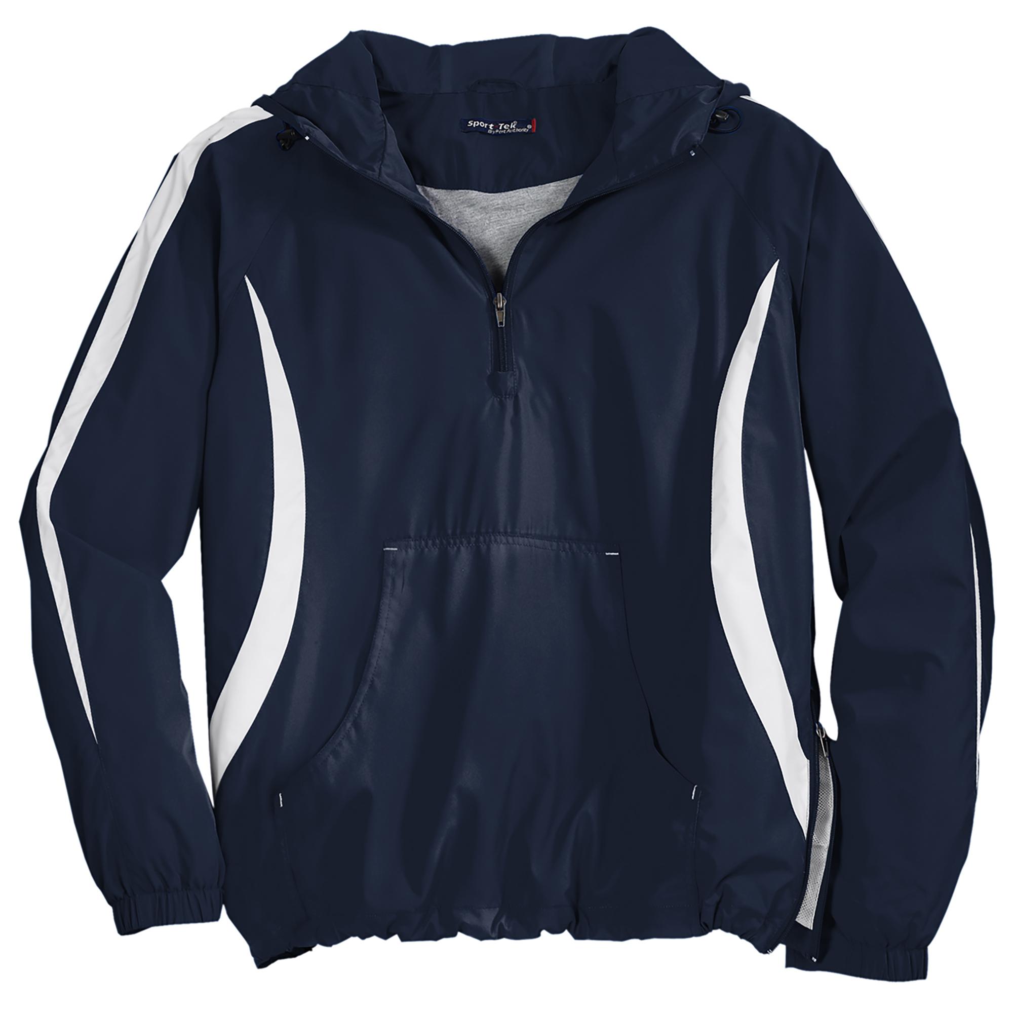 SportTek JST63 Colorblock Raglan Anorak Jacket True Navy/White