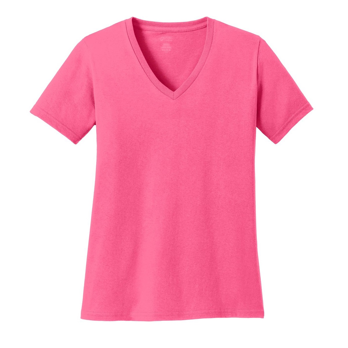 Port & Company LPC54V Ladies Core Cotton V-Neck Tee - Neon Pink ...