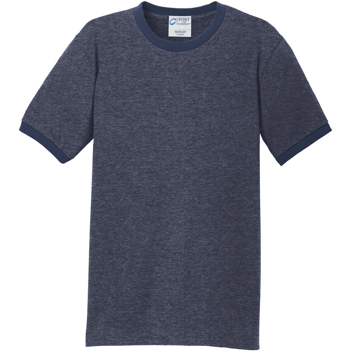 Port & Company PC54R Core Cotton Ringer Tee - Heather Navy