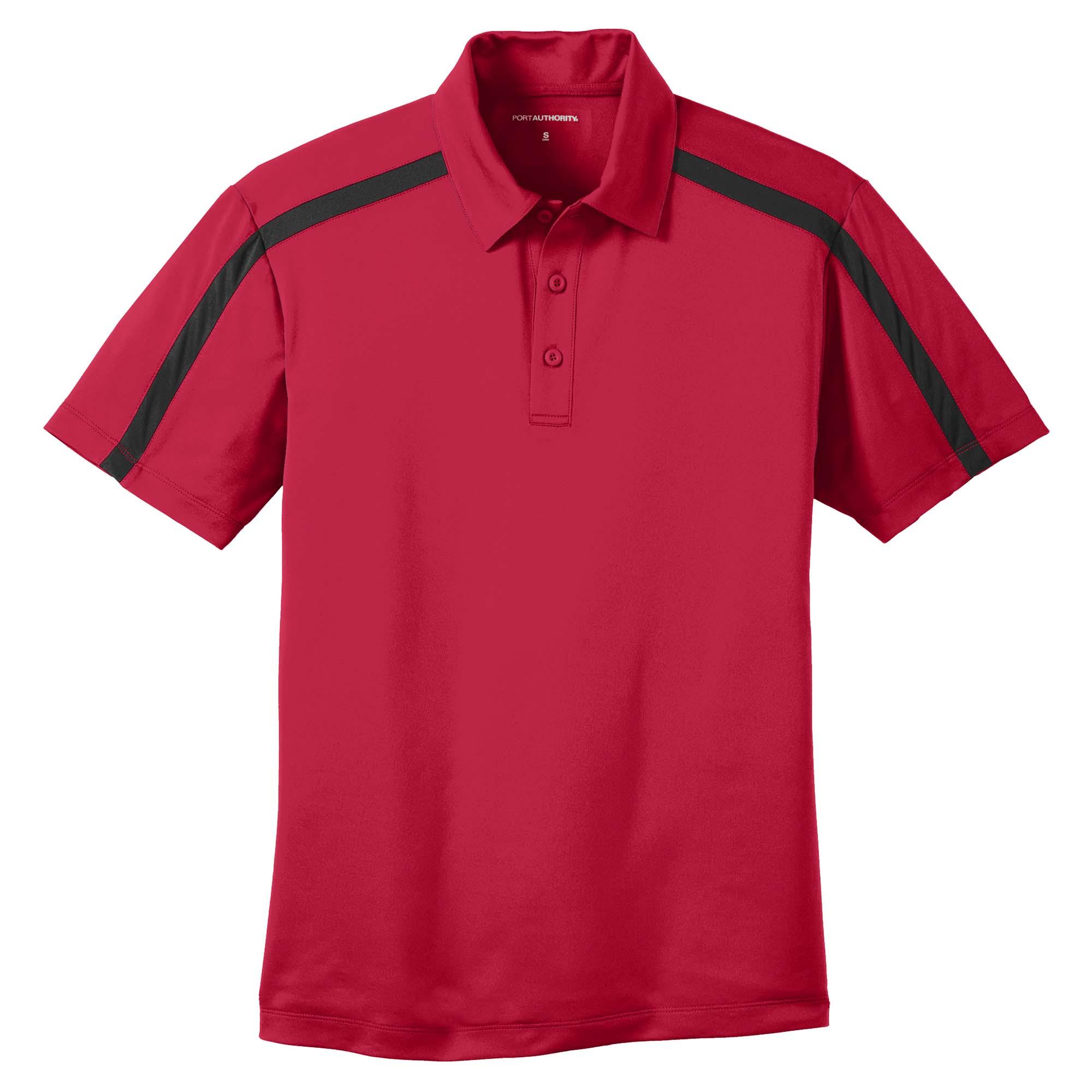 Port Authority K547 Silk Touch Performance Colorblock Stripe Polo Red