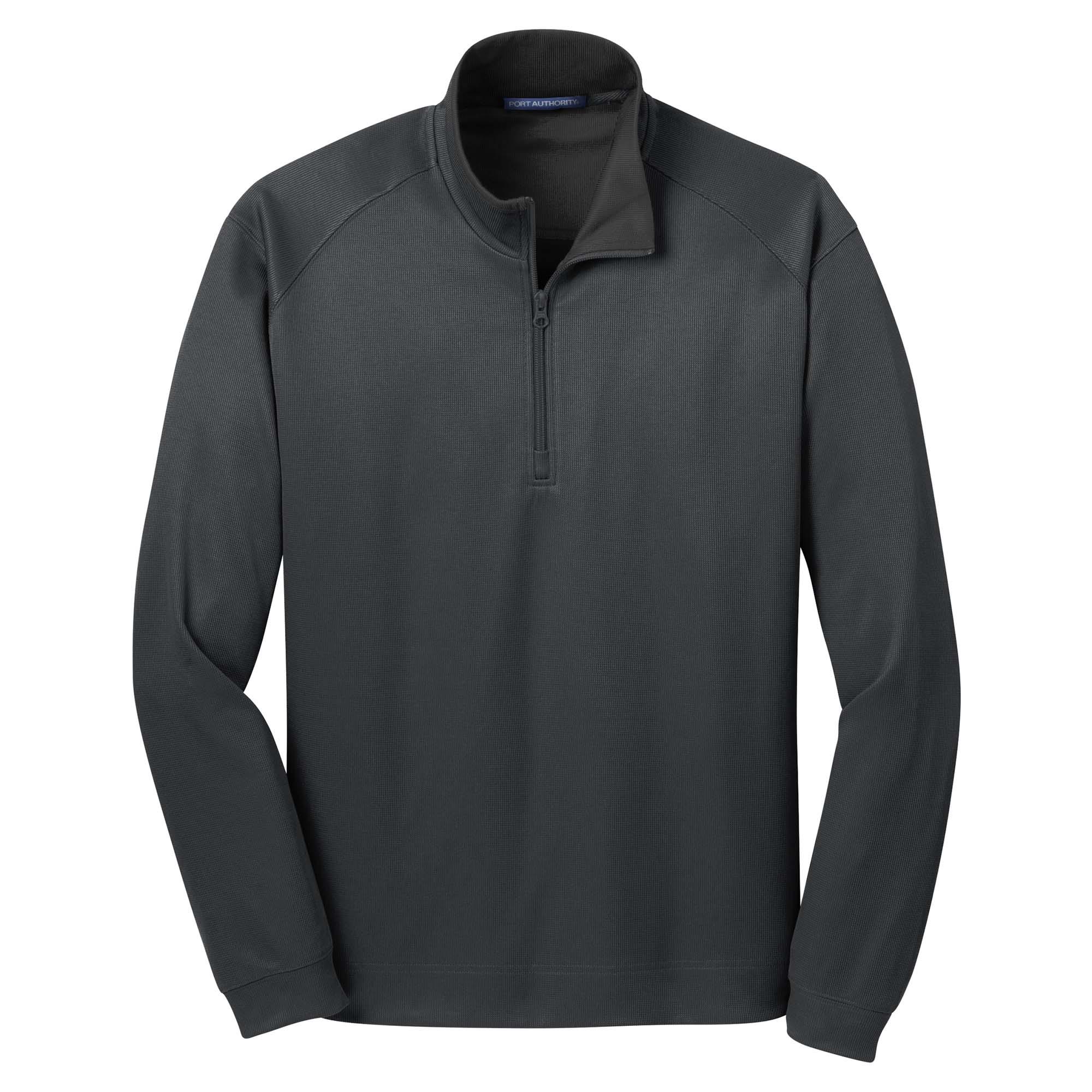 Port Authority K805 Heavyweight Vertical Texture 1/4-Zip Pullover Iron  Grey/Black